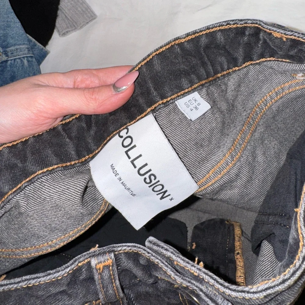 COLLUSION Washed Black Denim Skirt - Picture 3 of 3